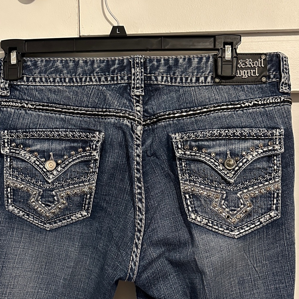 34x34 Rock And Roll Cowgirl Women's Dark Wash Jeans